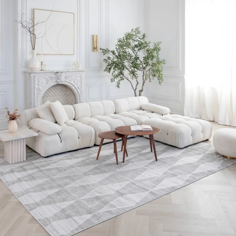 Tulum Grey Diamond-Inspired Area Rug