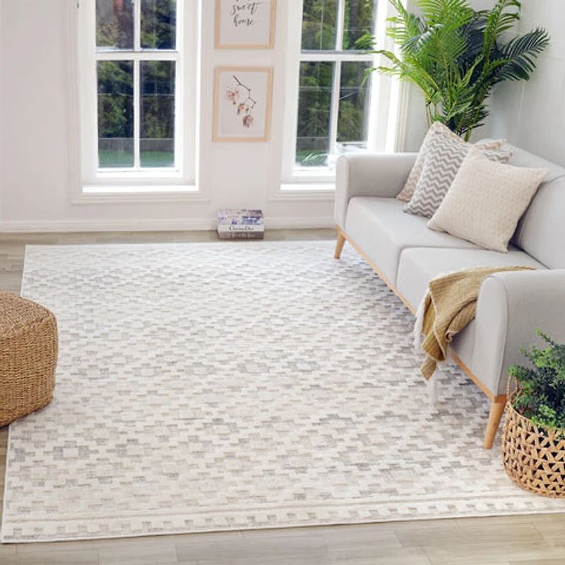 Tulum Beige Abstract Lines Area Rug