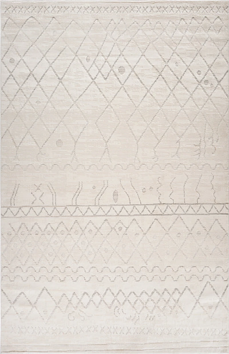 Tulum Beige Textured Moroccan Area Rug