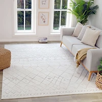 Tulum Beige Textured Moroccan Area Rug