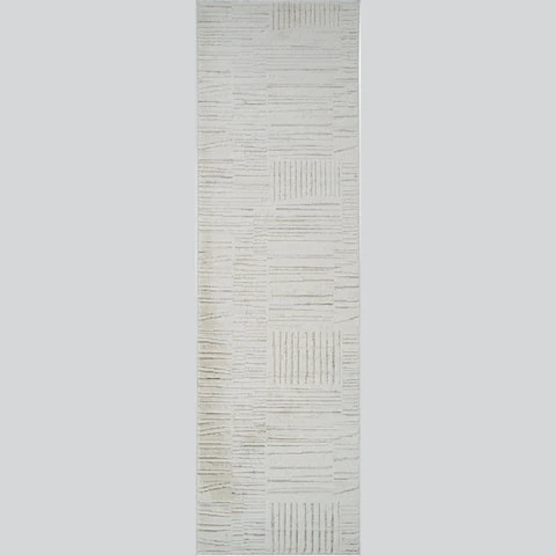Tulum Beige Geometric Grid Area Rug