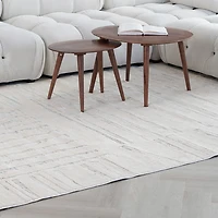 Tulum Beige Geometric Grid Area Rug