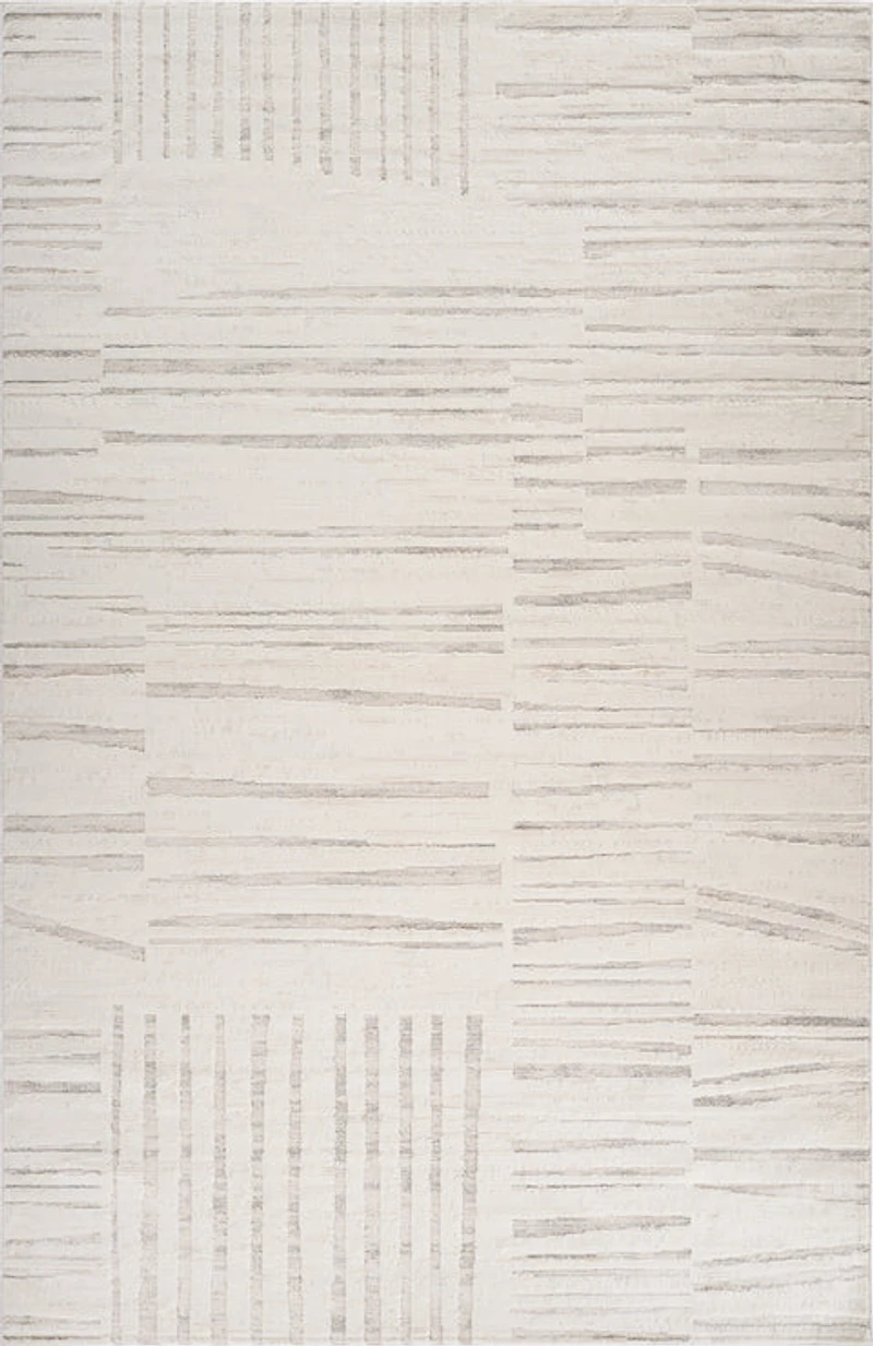 Tulum Beige Geometric Grid Area Rug