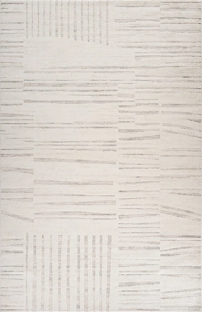 Tulum Beige Geometric Grid Area Rug