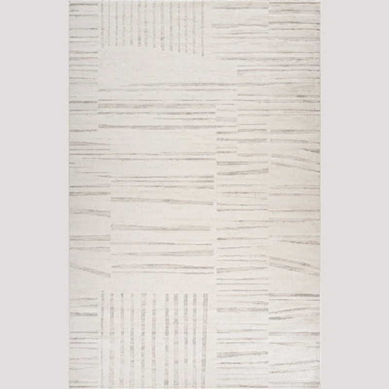 Tulum Beige Geometric Grid Area Rug