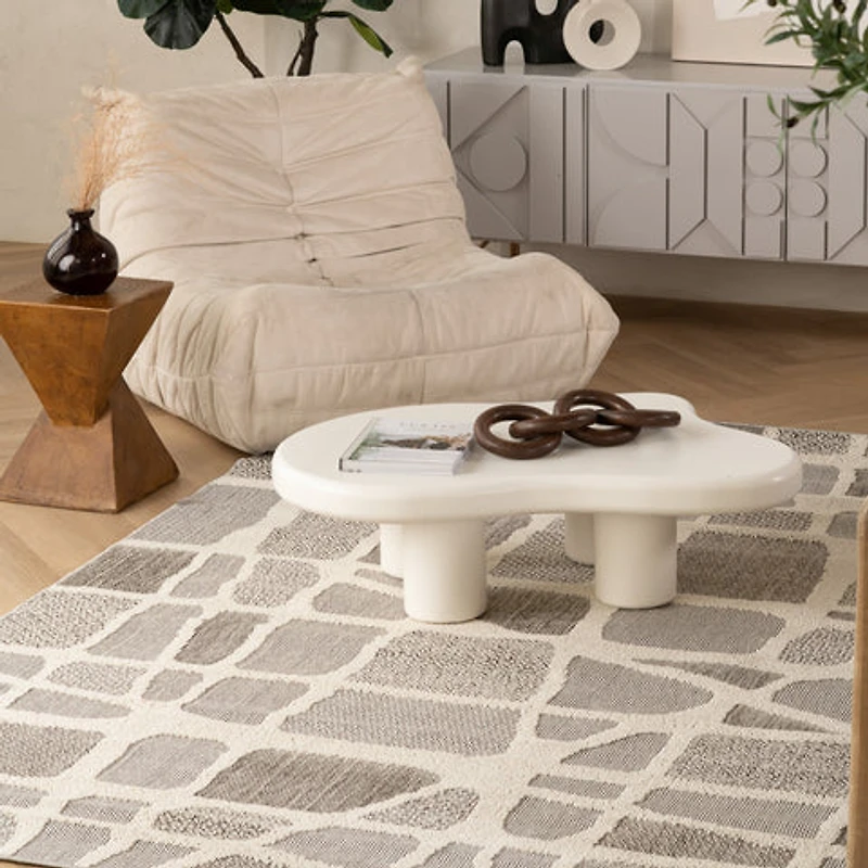 Utopia Grey Abstract Marble Area Rug