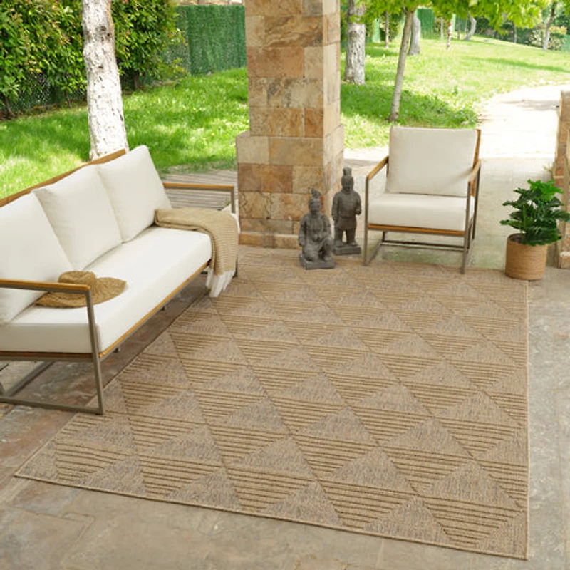 Utopia Beige Geometric Modern Area Rug