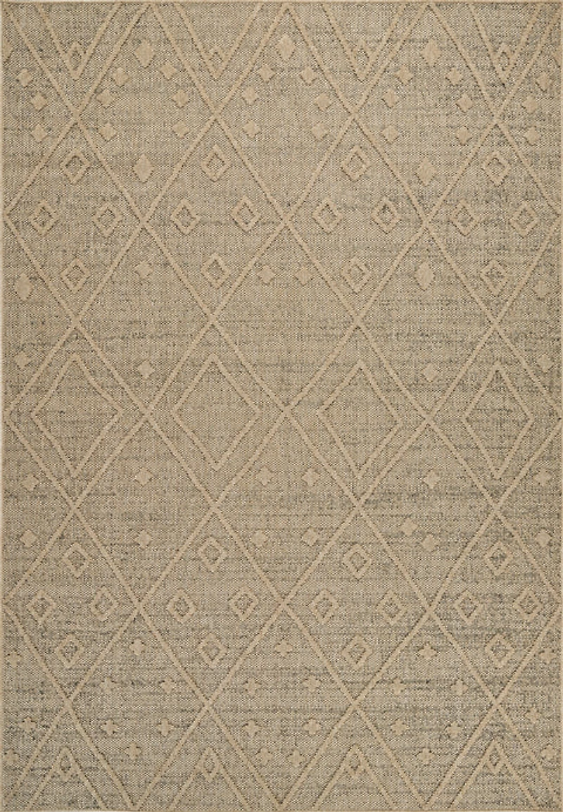 Utopia Beige Geometric Worn-Look Area Rug