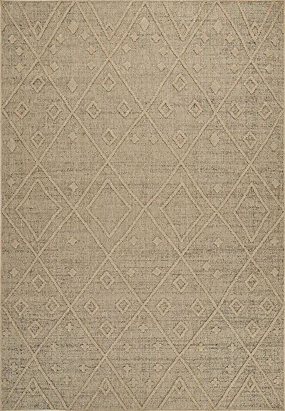 Utopia Beige Geometric Worn-Look Area Rug