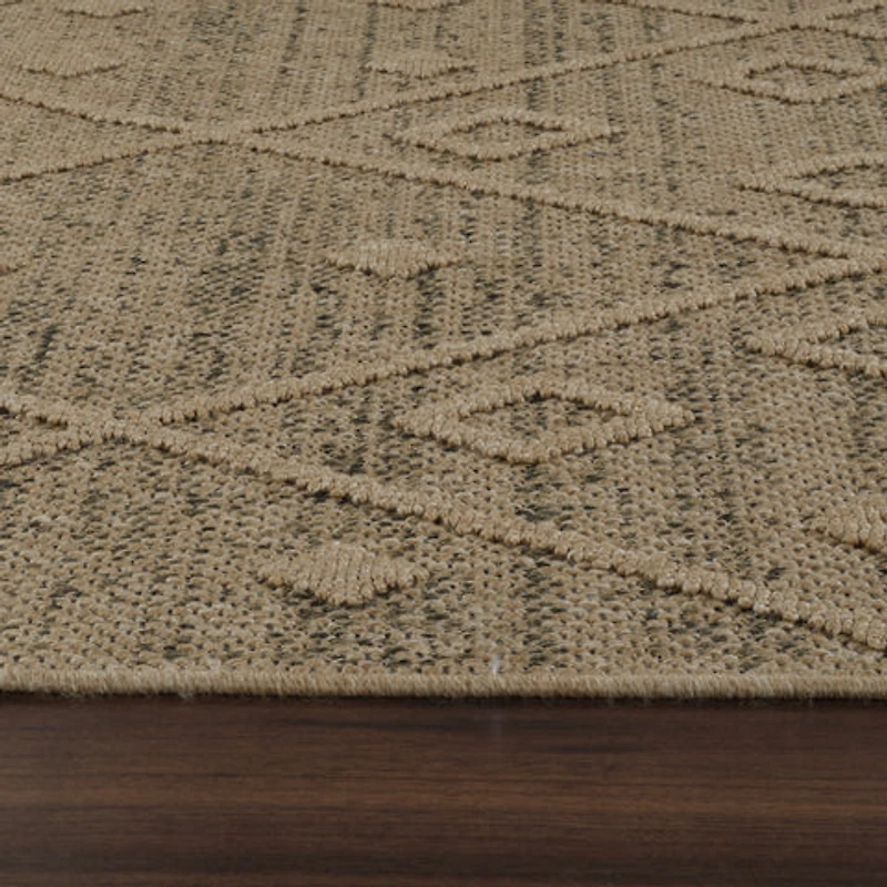 Utopia Beige Geometric Worn-Look Area Rug