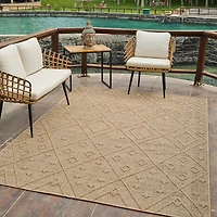 Utopia Beige Geometric Worn-Look Area Rug