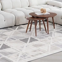 Valencia White Geometric Modern Area Rug – 5' x 8'