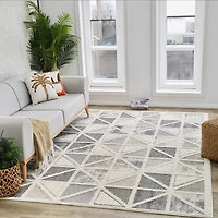 Valencia White Geometric Modern Area Rug – 5' x 8'