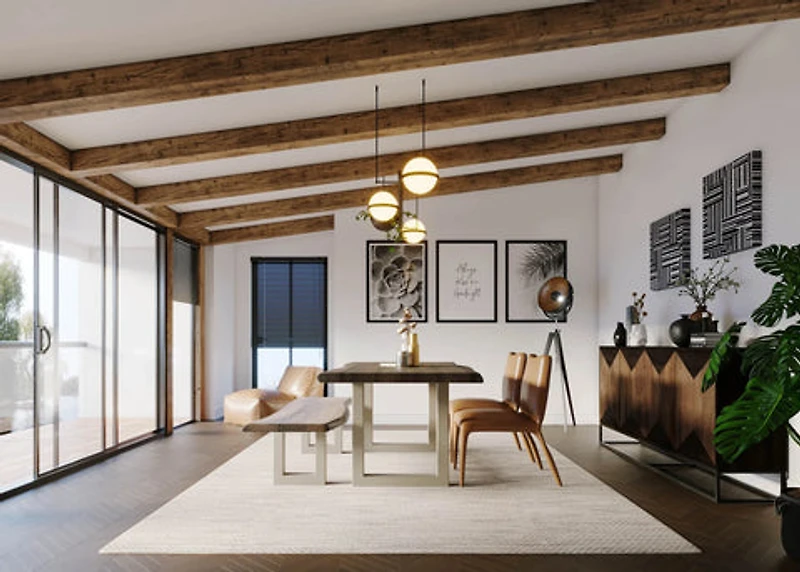 Quorra Large Dining Table - Vinegar Matte Top/ U Tube Metal Base