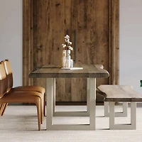 Quorra Large Dining Table - Vinegar Matte Top/ U Tube Metal Base