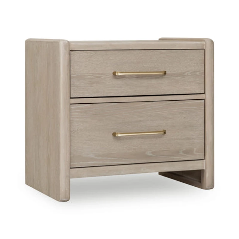 Gardenia 2 Drawer Oak Wood Nightstand in Chai