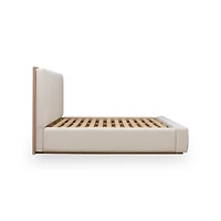 Gardenia Wood Frame Upholstered Platform Bed Cotton and Chai
