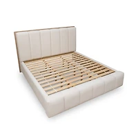 Gardenia Wood Frame Upholstered Platform Bed Cotton and Chai