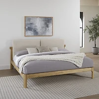 Furano Upholstered Two Cushion Platform Bed Ginger and Natural Line