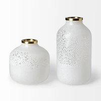 Pearl Short White Gold Rim Glass Vase
