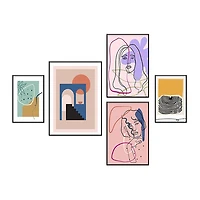 Gypsy Set of 5 Alloy Matt - Black Frame Wall Art III