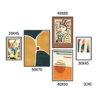Havana Set of 5 Alloy Matt - Black Frame Wall Art