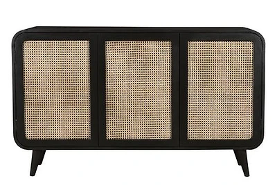 Floor Model Cane Oval Three Door Cabinet