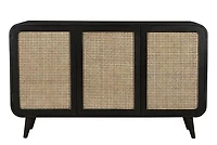 Cane Oval Three Door Cabinet