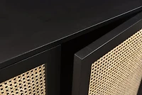 Cane Oval Three Door Cabinet