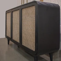 Cane Oval Three Door Cabinet