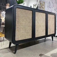 Cane Oval Three Door Cabinet