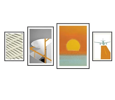 Sedona Set of 4 Alloy Matt - Black Frame Wall Art