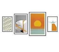 Sedona Set of 4 Alloy Matt - Black Frame Wall Art