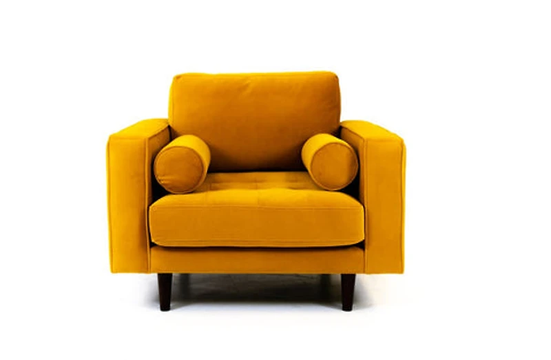 Robbie Velvet Chair - Mustard