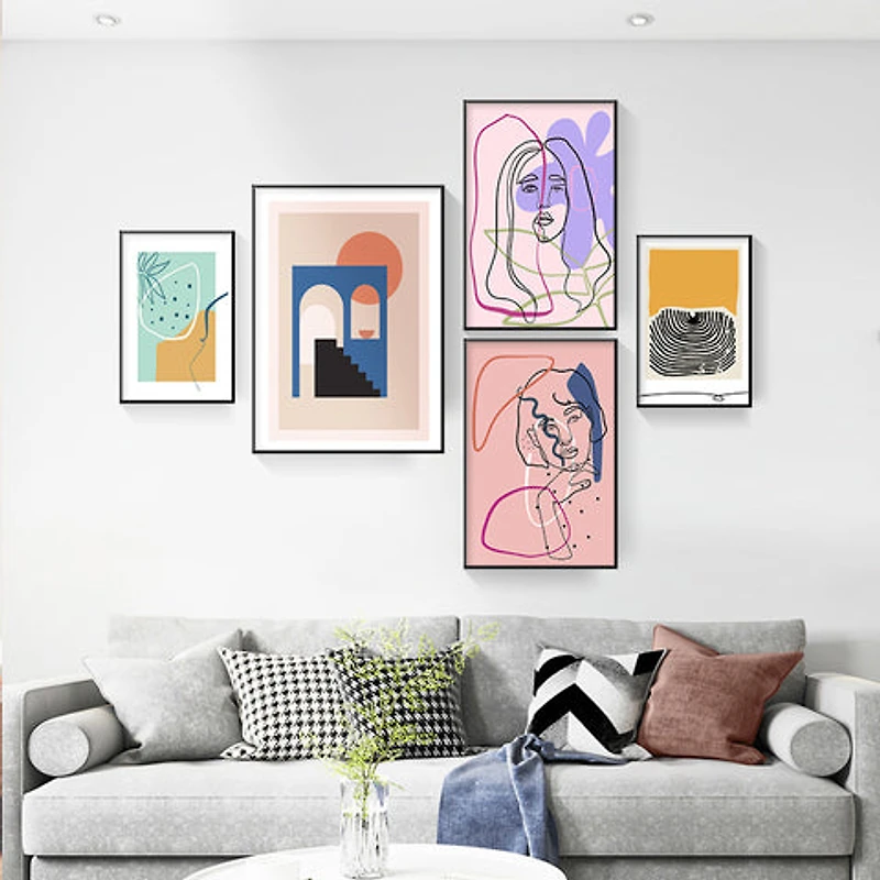 Gypsy Set of 5 Alloy Matt - Black Frame Wall Art III