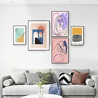 Gypsy Set of 5 Alloy Matt - Black Frame Wall Art III