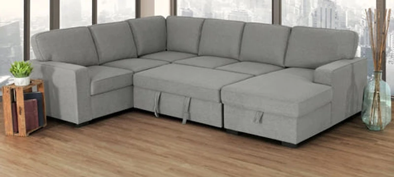 Morandi Sleeper Sectional RHF Chaise Storage - Dark Grey