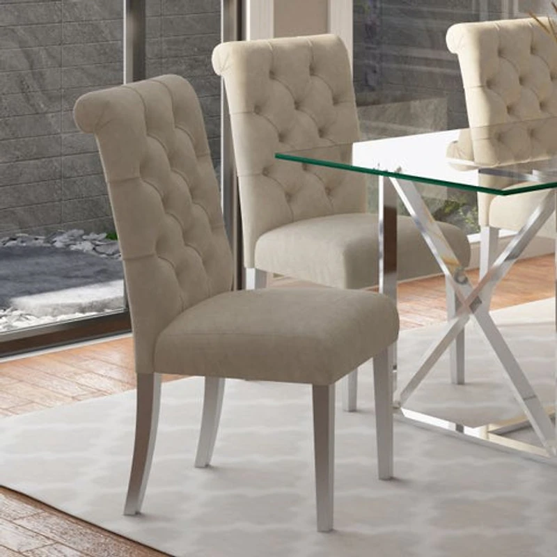 Chloe Side Chair, set of 2 in Beige