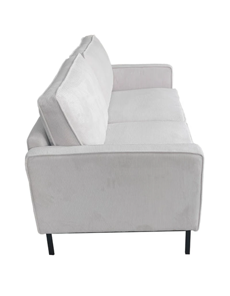 Beaumont Fabric Loveseat - Ivory Corduroy Striped Soft Velvet Upholste