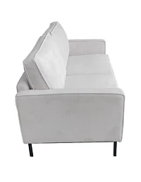 Beaumont Fabric Loveseat - Ivory Corduroy Striped Soft Velvet Upholste