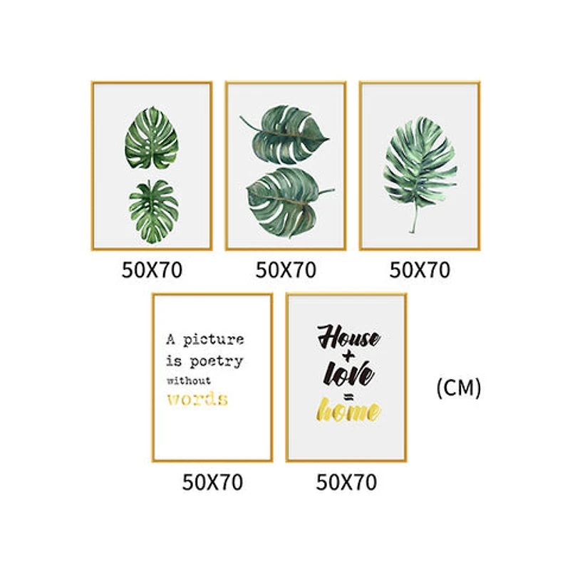 Forest Finds Set of 5 Alloy Matt - Golden Frame Wall Art