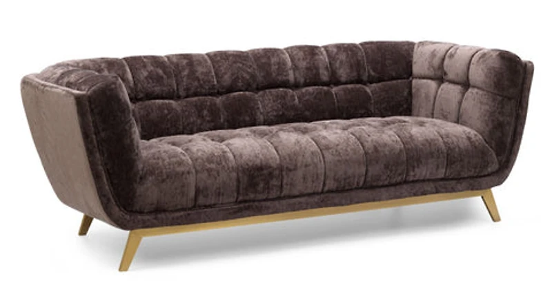 Yaletown Mid Century Accent Sofa - Mocha Crushed Velvet