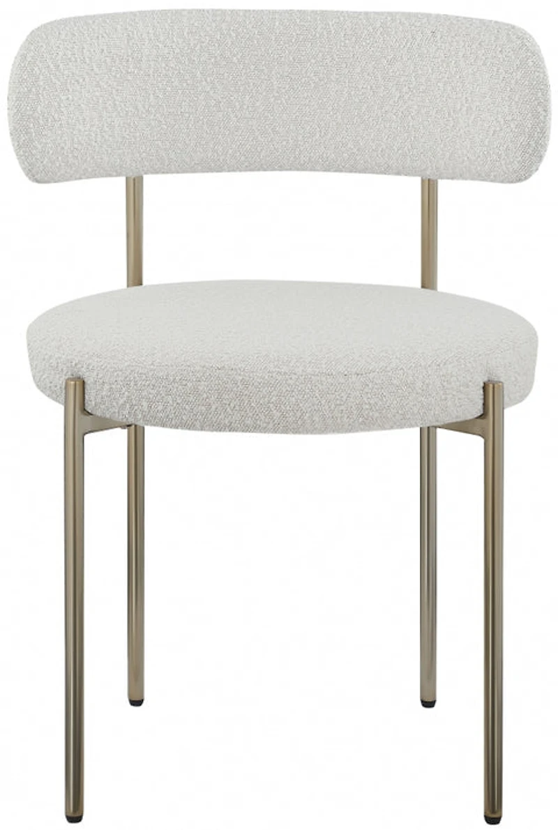Ronda Boucle Fabric Dining Chair Brushed Brass