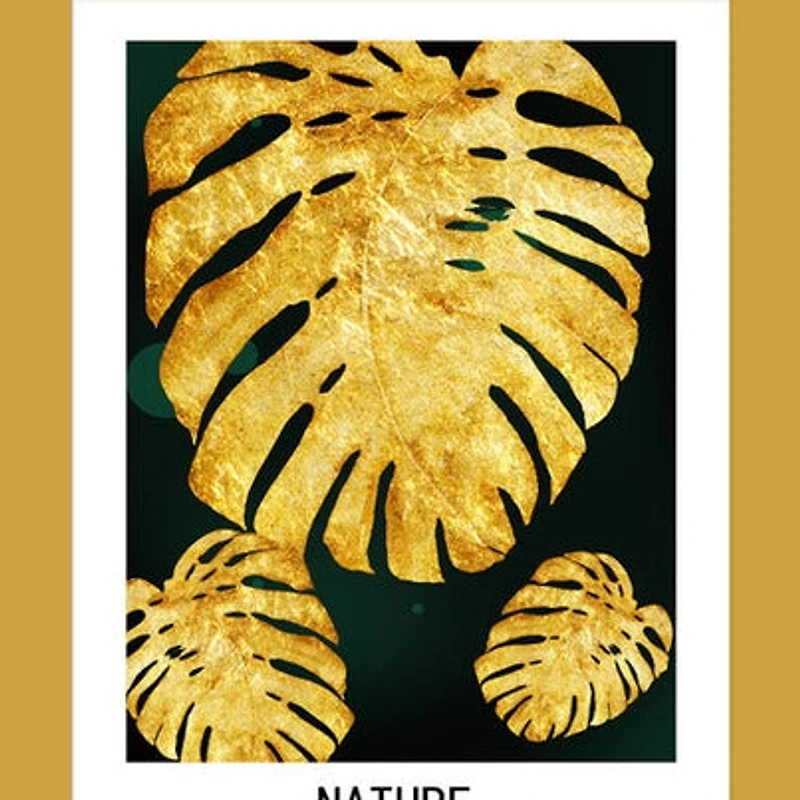 Palma Set of 3 Alloy Matt - Golden Frame Wall Art