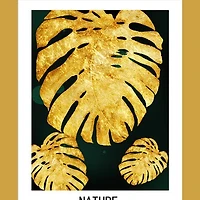 Palma Set of 3 Alloy Matt - Golden Frame Wall Art