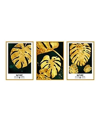 Palma Set of 3 Alloy Matt - Golden Frame Wall Art