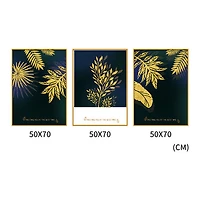 Golden Foliage Set of 3 Alloy Matt - Golden Frame Wall Art