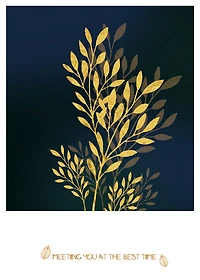 Golden Foliage Set of 3 Alloy Matt - Golden Frame Wall Art