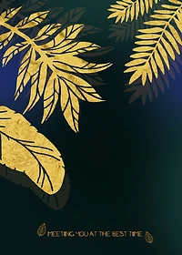 Golden Foliage Set of 3 Alloy Matt - Golden Frame Wall Art