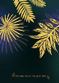 Golden Foliage Set of 3 Alloy Matt - Golden Frame Wall Art